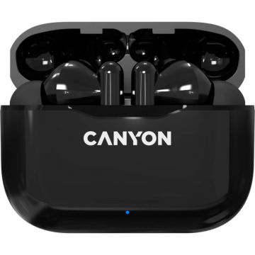 Casti True Wireless Canyon TWS-3, Bluetooth, Waterproof IP33, Negru