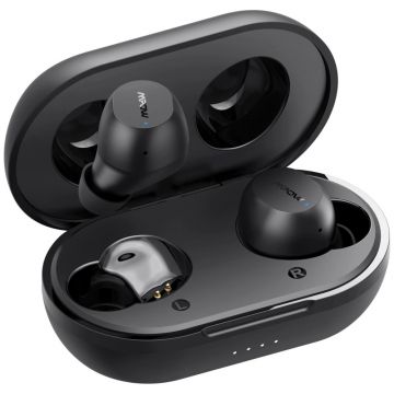 Casti True Wireless Mpow M12 TWS, Earbuds, Bluetooth 5.0, Waterproof IPX8, Negru