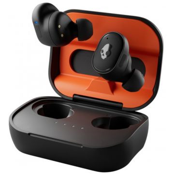 Casti True Wireless Skullcandy Grind Fuel, Bluetooth 5.0, Rezistenta la apa IP55, Black Orange