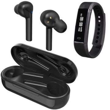 Pachet: Casti True Wireless Hama Voice Style 177057, Bluetooth, Negru + Smartband Hama Fit Track 1900, Negru