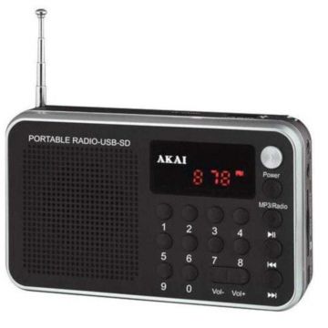 Radio portabil Akai DR002A-521, FM, Negru