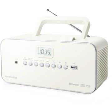 Sistem audio portabil Muse M-30 BTN, Bluetooth, CD, Radio, USB, Alb