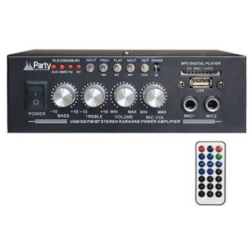 Amplificator Karaoke 2x 25W Bluetooth/USB/SD/AUX Telecomanda Negru