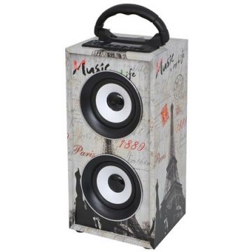 Boxa portabila 12W USB Bluetooth SD FM AUX Paris Gri/Negru
