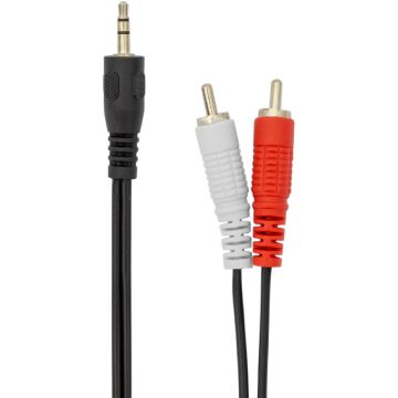 Cablu audio SBOX CAB00109, 3.5mm - 2 x RCA, 2 m, Negru