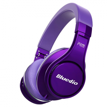 Casti Bluetooth Bluedio U (UFO), 8 difuzoare, Wireless Headphones Over-Ear PPS Cu Microfon, anularea zgomotelor Mov