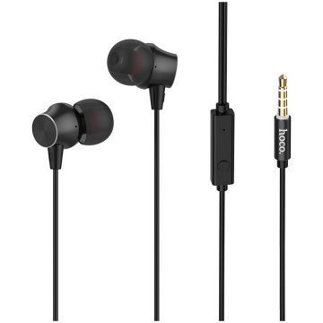 Casti cu Fir Hoco M51, microfon, Jack 3.5mm, Negru, Blister