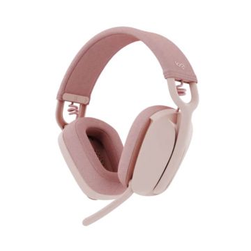 Casti Over-Ear Logitech Zone Vibe 100, Wireless, Autonomie 20 ore, Microfon, Rose