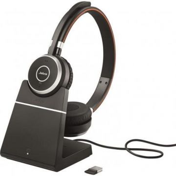 Casti Profesionale Evolve 65 SE LINK 380a MS Stereo Bluetooth Wireless  Stand Incarcare Negre