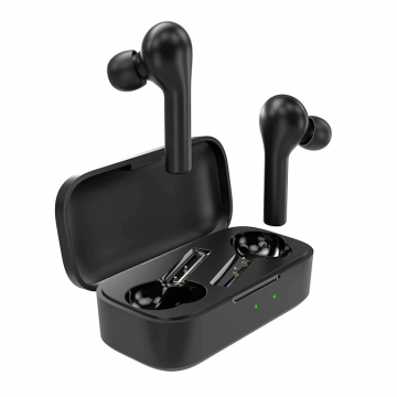 Casti wireless HiFi semi-in-ear QCY T5S TWS cu cutie de incarcare si transport de 600mAh, Game mode, Bluetooth v5.0, DSP, IPX5, Negru