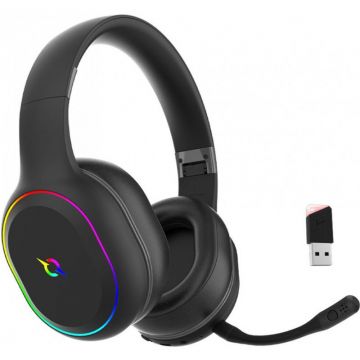 Casti Wireless Lyra Iluminare RGB Bluetooth 5.0  Sunet 3D Stereo Black