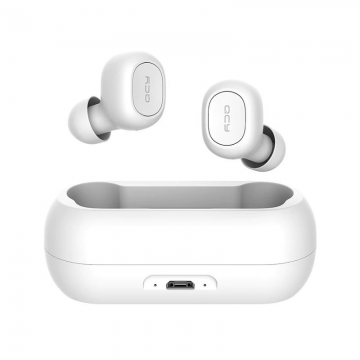 Casti Wireless QCY T1 TWS, Bluetooth 5.0, Binaural, Eliminare zgomot CVC6.0, Cutie incarcare de 380mAh Alb