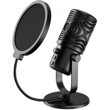 Microfon FM1, Compatibil cu multe dispozitive precum PS4/PS5, laptopuri si computere, Negru