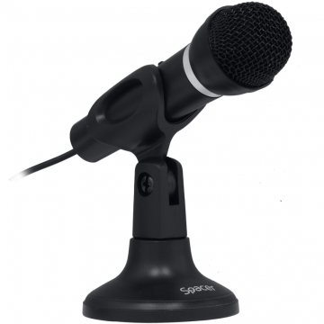 Microfon Suport Tip Picior Conector Jack 3.5mm Buton ON/OFF Negru