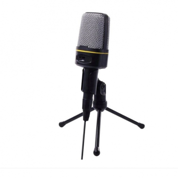 Microfon Universal Aux Trepied Jack 3.5cm Compatibil Smartphone Negru