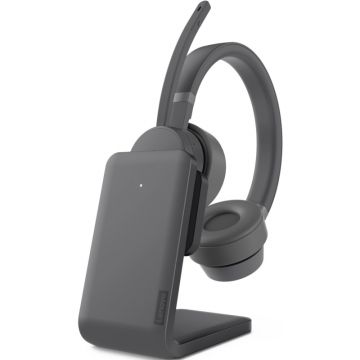 Casti Lenovo Office/Call Center, Go Wireless ANC Storm Grey cu Stand de incarcare