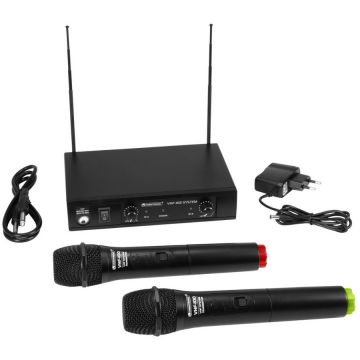 Set 2 Microfoane VHF-102 Wireless Negru