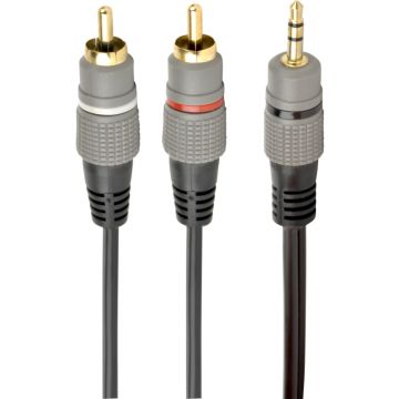 Cablu audio Gembird Jack 3.5 mm Male - 2x RCA Male, 10m, negru-gri