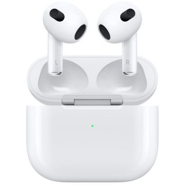 Casti Bluetooth AirPods Generatia 3 Carcasa Incarcare Lightning Alb
