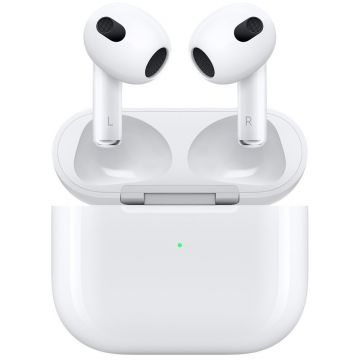 Casti Bluetooth AirPods Generatia 3 Carcasa Incarcare Lightning Alb