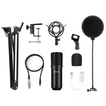 Microfon Puluz PU612B Condenser Studio Broadcast, compatibil cu Android si iOS, XLR, Jack 3.5mm, Negru