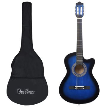 Set chitară acustică occidentală 12 piese 6 corzi albastru 38