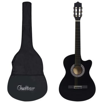 Set chitară acustică occidentală 12 piese 6 corzi negru 38