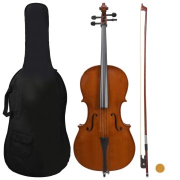 Set complet violoncel cu husă arcuș păr natural lemn 4/4