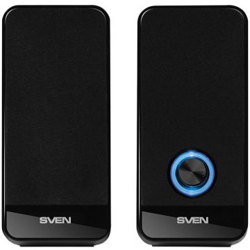 SVEN 320 USB-powered (2x3W); Front power button and the volume control; Power LED
