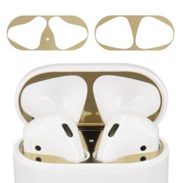 Aparatoare de praf pentru casti Apple AirPods 2/AirPods 1, Kwmobile, Auriu, Plastic, 48243.21