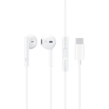 Casti stereo Huawei cu fir si microfon USB Type-C White