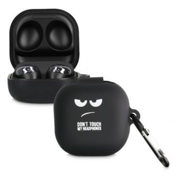 Husa pentru casti Samsung Galaxy Buds 2/Galaxy Buds Live, Kwmobile, Negru/Alb, Silicon, 58155.01