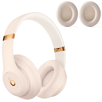 Set 2 bureti PadForce pentru casti Beats Studio 3, Studio 2.0 cu fir/Wireless, Over-Ear - Bej, Piele ecologica