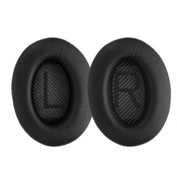 Set 2 Perne de urechi pentru casti Bose QuietComfort, Kwmobile, Negru, Piele ecologica, 44230.01