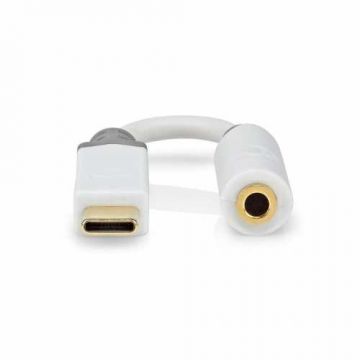 Adaptor USB-C tata - 3.5mm mama Nedis, 0.1m, alb, contacte aurite