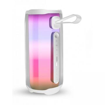 Boxa portabila cu lumini colorate, Bluetooth, PLUSE5, Alb
