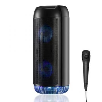 Boxa Portabila Media-Tech Karaoke Partybox UNI BT, Radio, MP3 Player, 30W RMS, Difuzoare Stereo, iluminare, USB, Slot SD, Negru