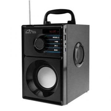 Boxa Portabila wireless Media-Tech BOOMBOX BT SILVER MT3179, Radio FM, MP3 Player, 15W RMS, Telecomanda, Negru/Argintiu