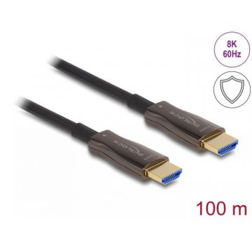 Cablu activ optic HDMI 8K60Hz/4K144Hz cu protectie metalica T-T 100m, Delock 86080