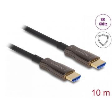 Cablu activ optic HDMI 8K60Hz/4K144Hz cu protectie metalica T-T 10m, Delock 86029