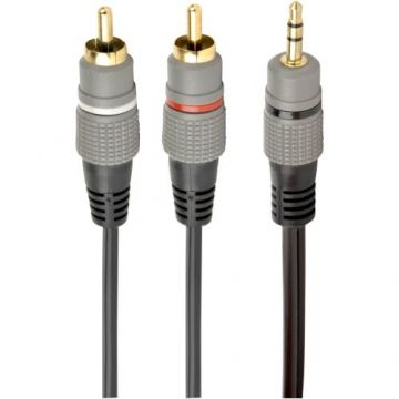 Cablu audio Gembird stereo 3.5 mm jack la 2 x RC), 1.5m, conectori auriti, CCA-352-1.5M