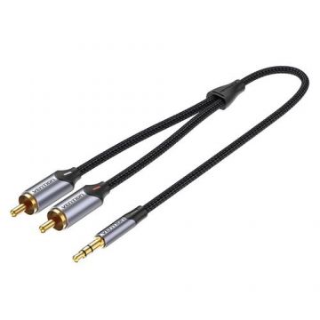 Cablu audio Jack 3.5mm tata la 2 x RCA tata, 0.5 metri, Vention
