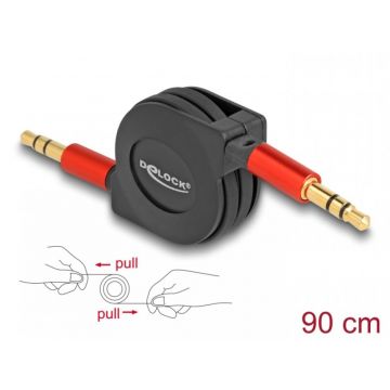 Cablu audio jack stereo 3.5mm 3 pini retractabil T-T 0.9m, Delock 85369