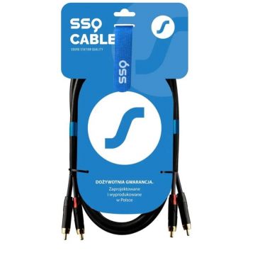 Cablu audio SSQ 2 x RCA - 2 x RCA, 1m (Negru)