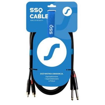 Cablu Audio SSQ 2x RCA- 2x Jack Mono 6.3mm, 1m (Negru)