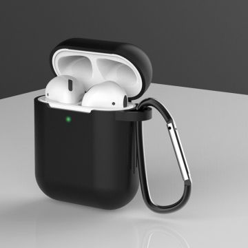 Carcasa cu carabiniera Silicone Soft Case D compatibila cu Apple AirPods 1/2 Black