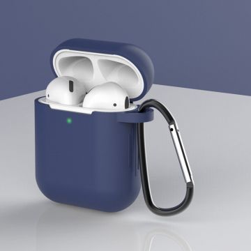 Carcasa cu carabiniera Silicone Soft Case D compatibila cu Apple AirPods 1/2 Blue