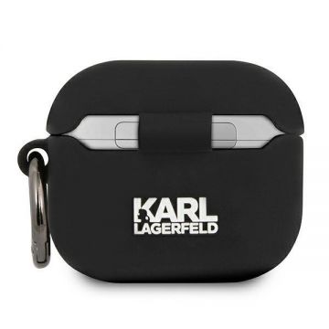 Carcasa Karl Lagerfeld KLACA3SILKHBK Silicone Ikonik compatibila cu Apple AirPods 3 Negru