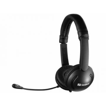Casti audio Sandberg 326-12 Saver, microfon, 3.5mm, negru