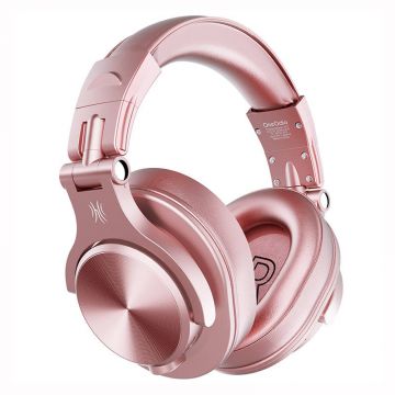 Casti DJ wireless OneOdio Fusion A70, Bluetooth 5.2, Cablu audio 6.35 la 3.5 mm inclus, Autonomie 50 ore, Pink